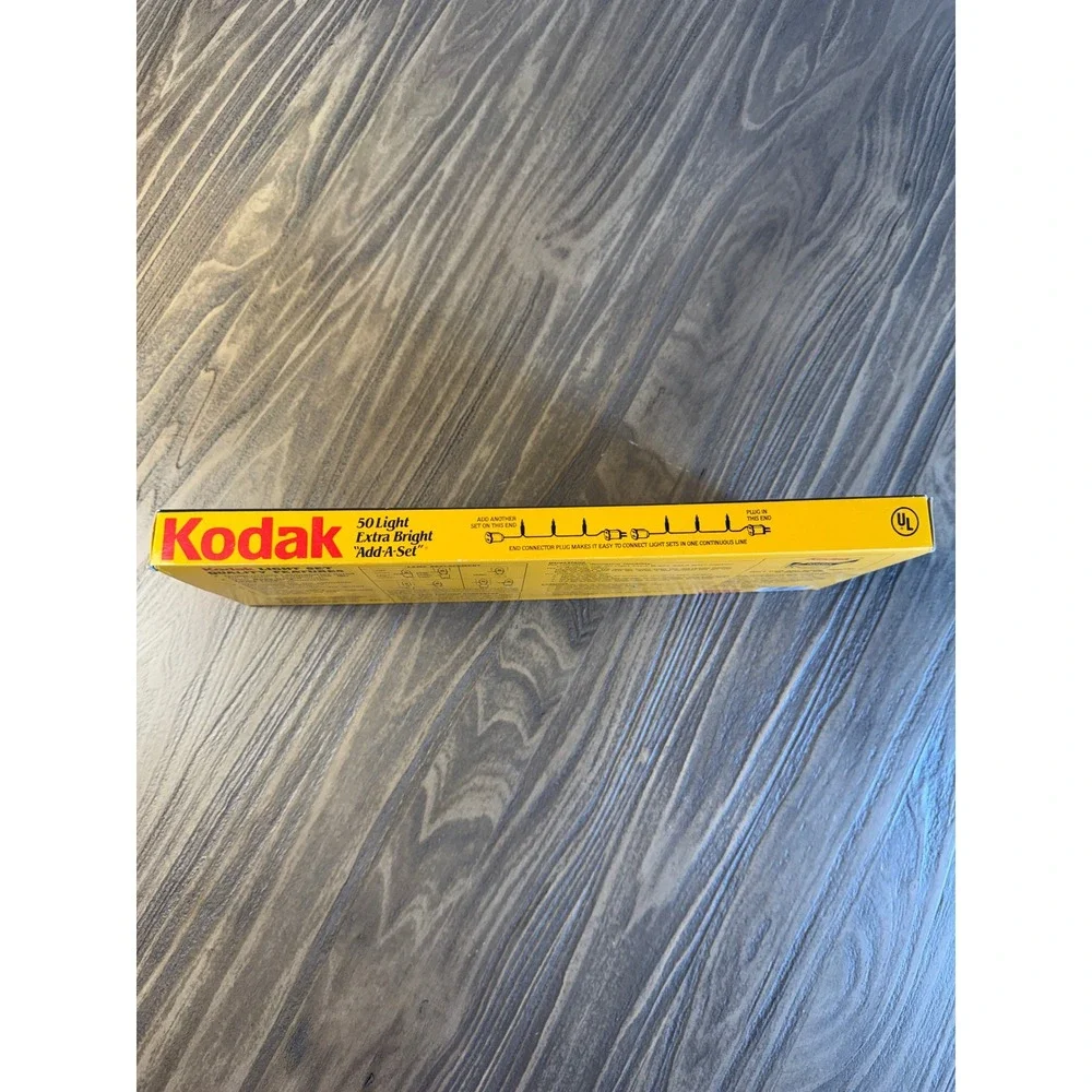 Vintage 1991 Kodak Christmas Lights 50ct Blue White Wire 24ft Add-A-Set Open Box